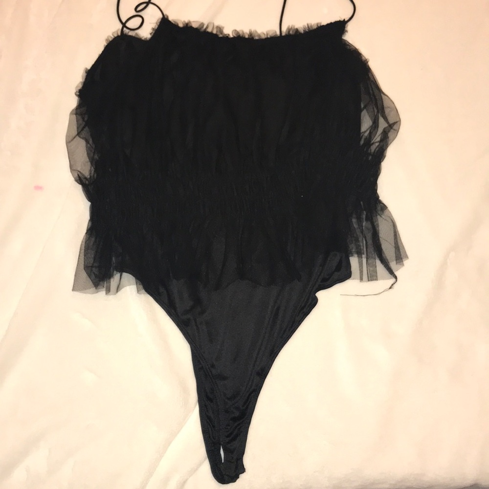 Black Mesh Over Top Bodysuit